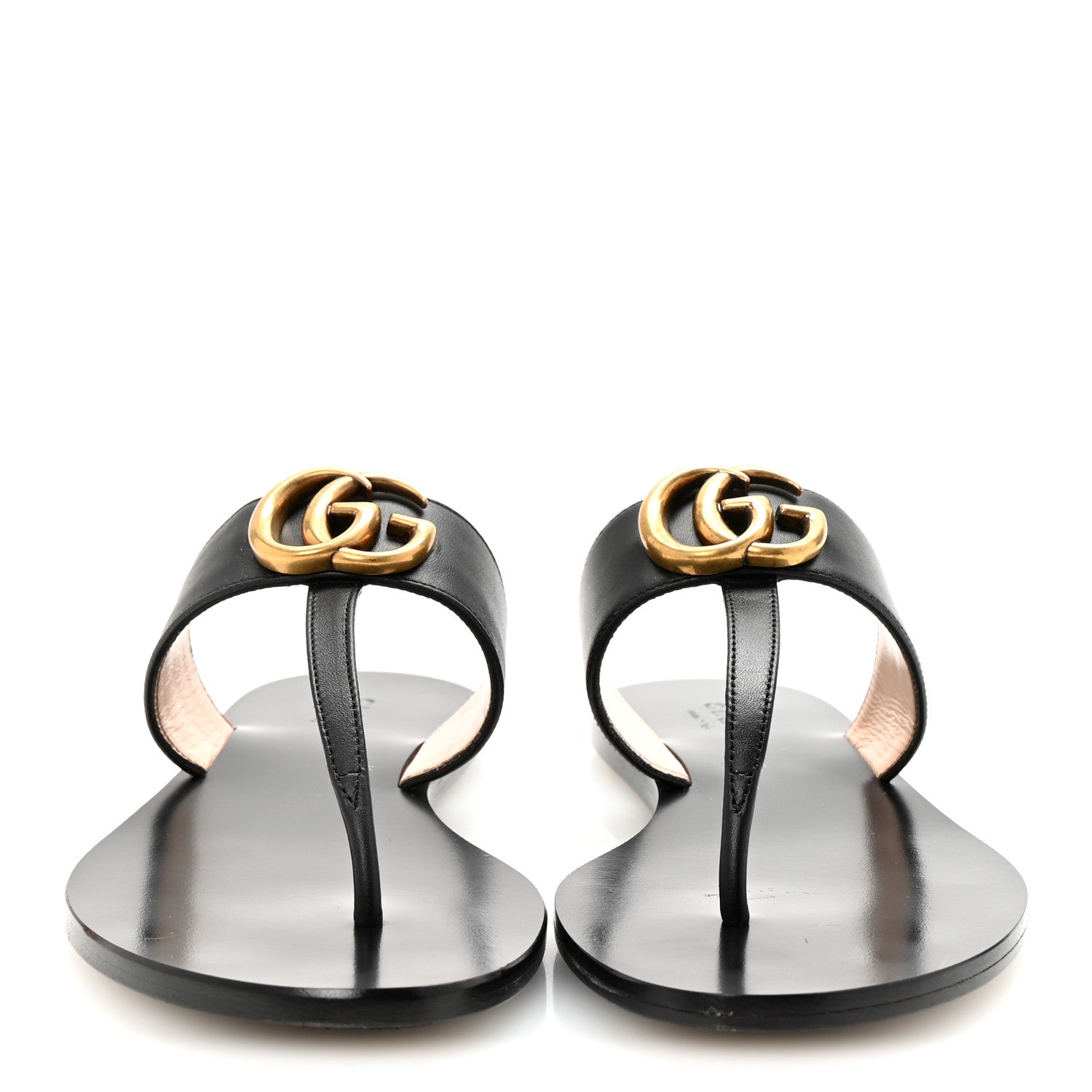Gucci Calfskin GG Marmont Thong Sandals 35 Black 3 of 9