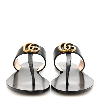 Gucci Calfskin GG Marmont Thong Sandals 35 Black 3 of 9