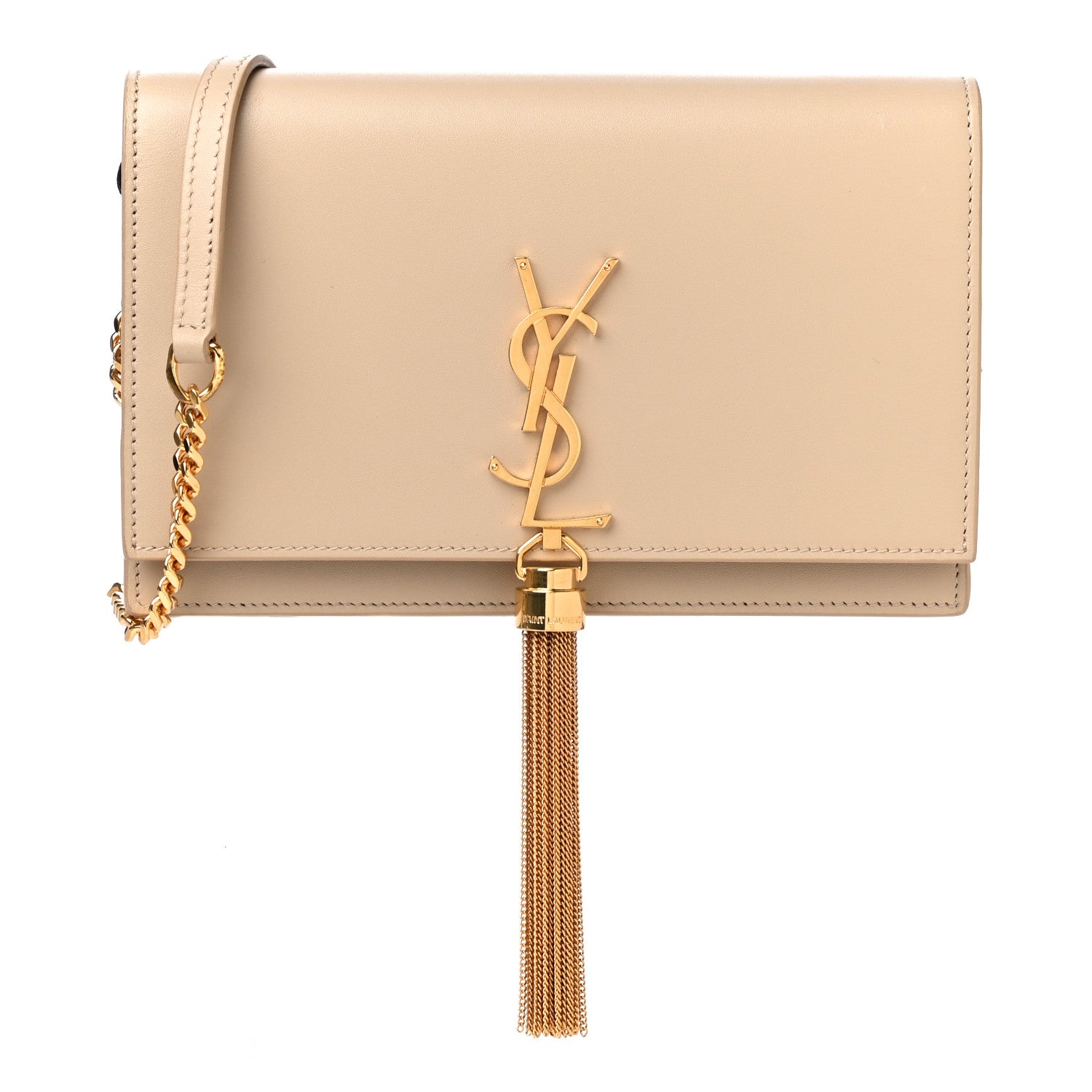 Saint Laurent Smooth Calfskin Classic Monogram Kate Tassel Chain Wallet Light Natural 1 of 9