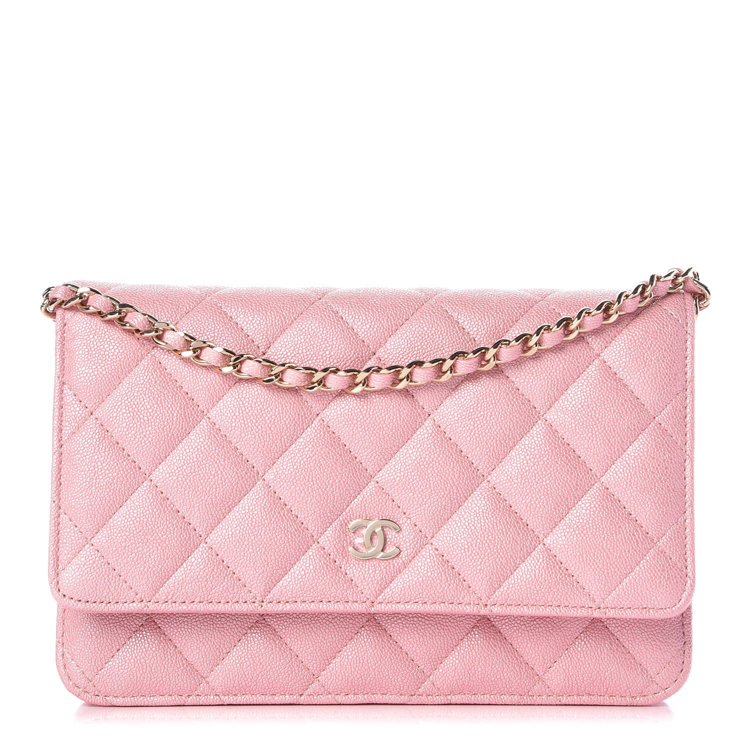 Chanel Iridescent Caviar Quilted Wallet on Chain WOC Rose Pink 1 of 11