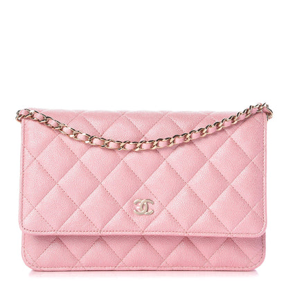 Chanel Iridescent Caviar Quilted Wallet on Chain WOC Rose Pink 1 of 11