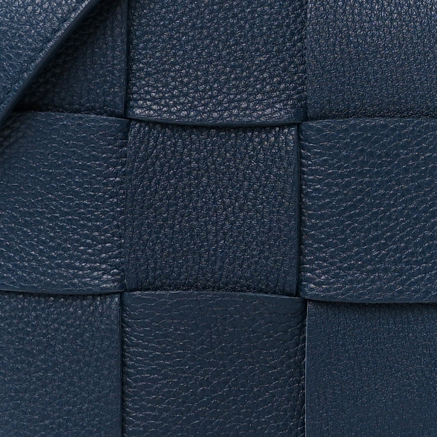 Grained Calfskin Maxi Intrecciato Cassette Crossbody Bag Deep Blue