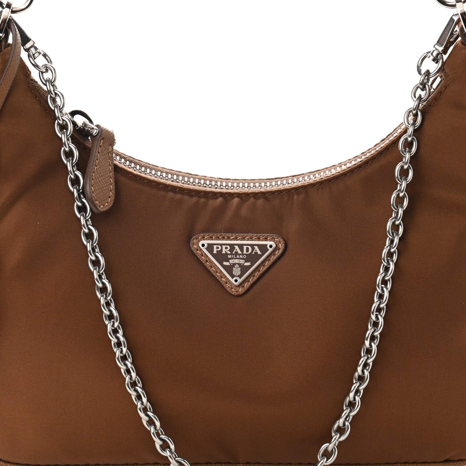 Prada Tessuto Nylon Saffiano Re-Edition 2005 Shoulder Bag Cacao 8 of 10