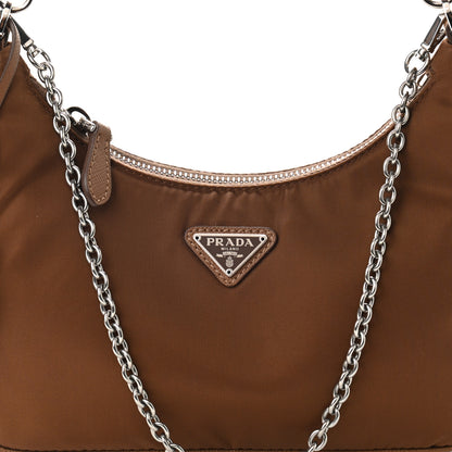 Prada Tessuto Nylon Saffiano Re-Edition 2005 Shoulder Bag Cacao 8 of 10