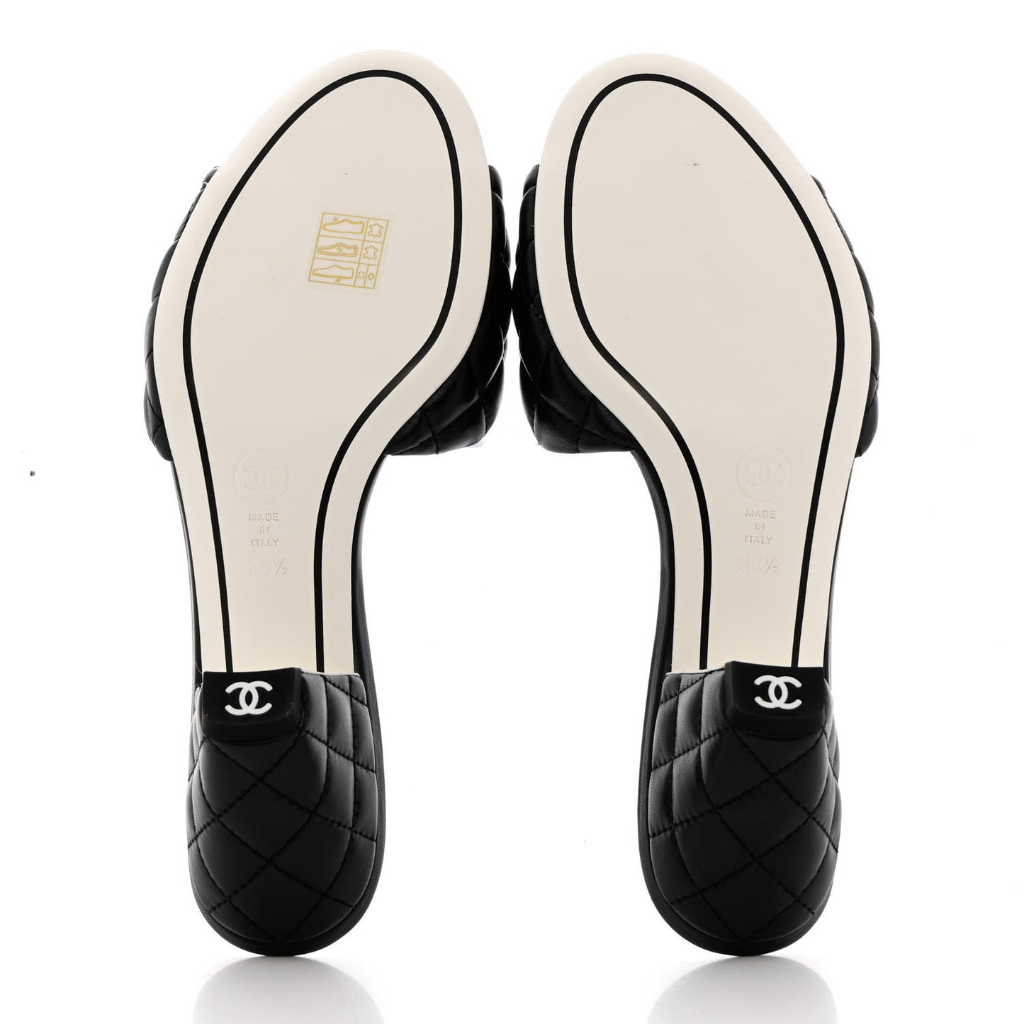 Lambskin Quilted Textured CC Mules 38.5 Black