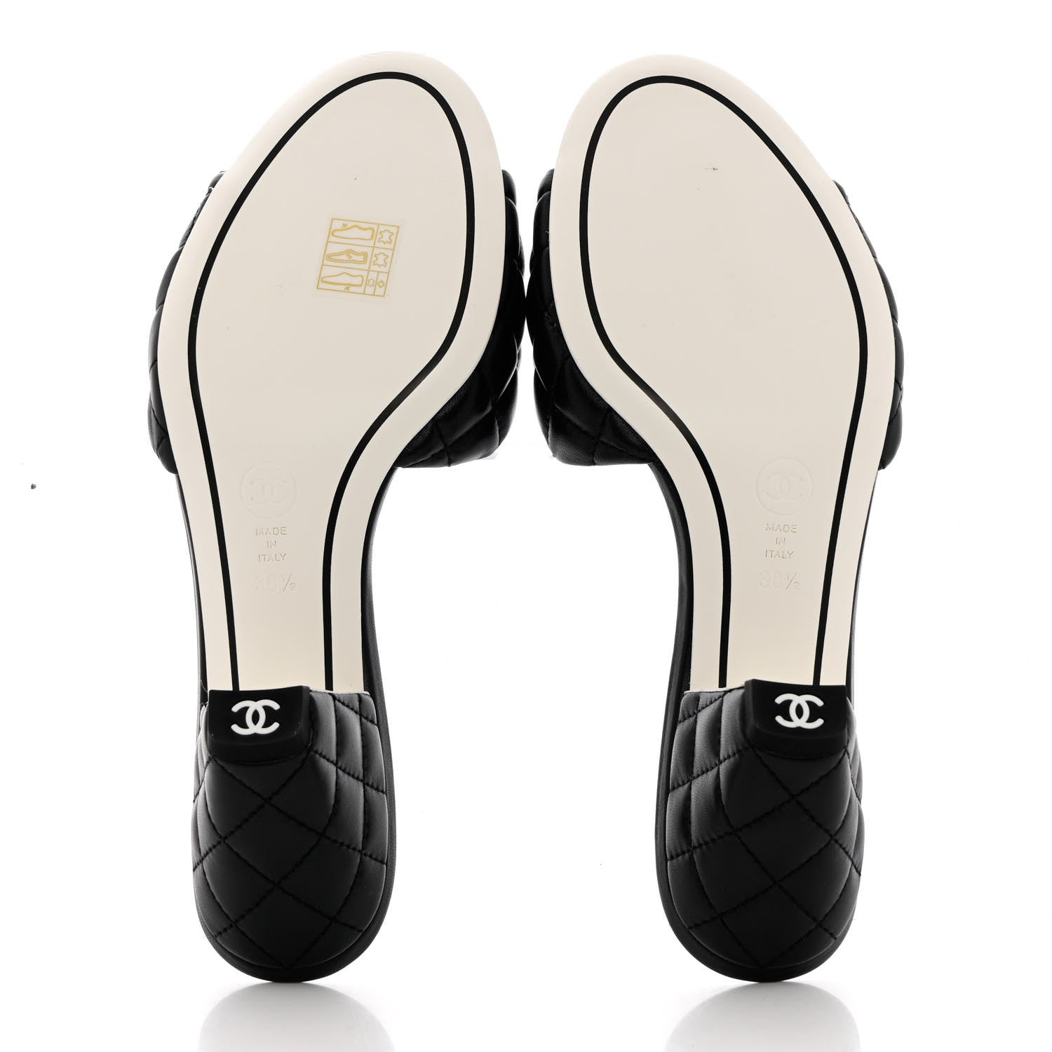 Chanel Lambskin Quilted Textured CC Mules 38.5 Black 5 of 9