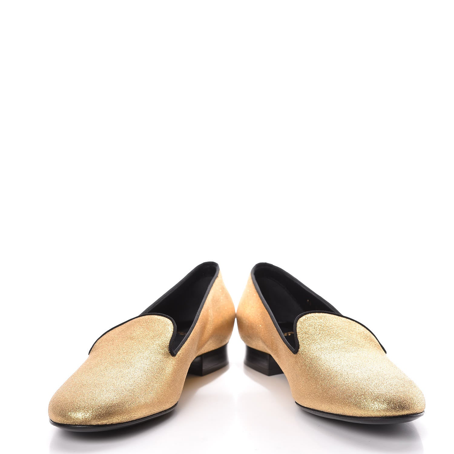 Saint Laurent Metallic Calfskin Smoking Slipper Flat Loafers 39 Gold 6 of 11