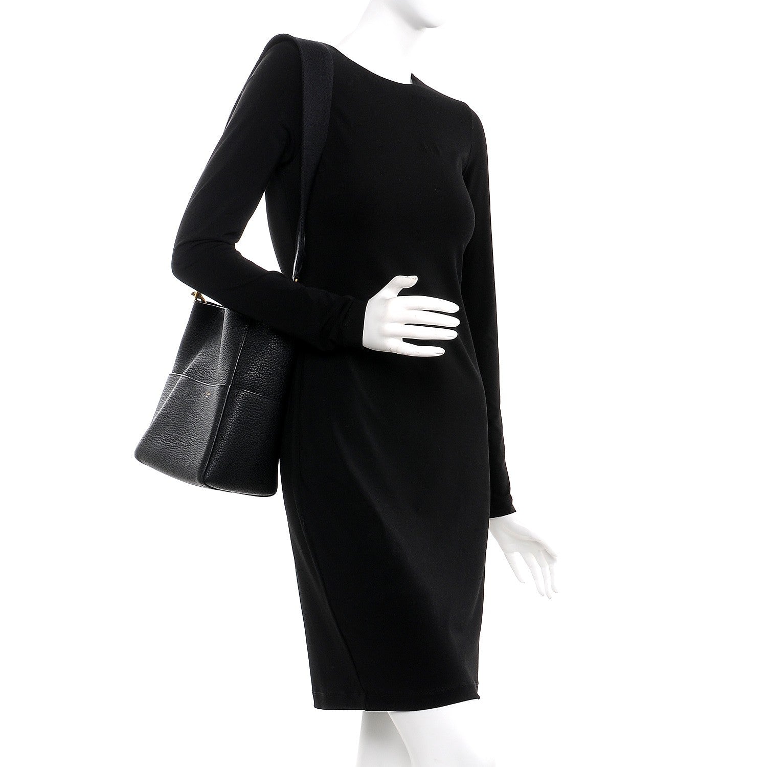 Celine Soft Grained Calfskin Sangle Bucket Bag Black 2 of 8