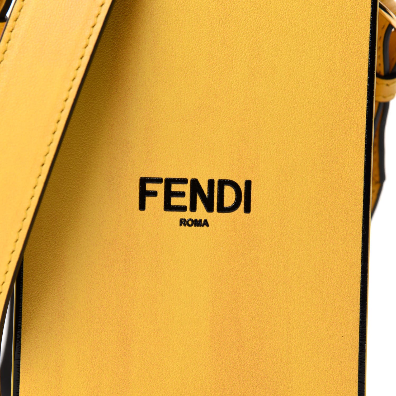 Fendi Vitello Fluffy Logo Vertical Box Yellow Box Black 10 of 11