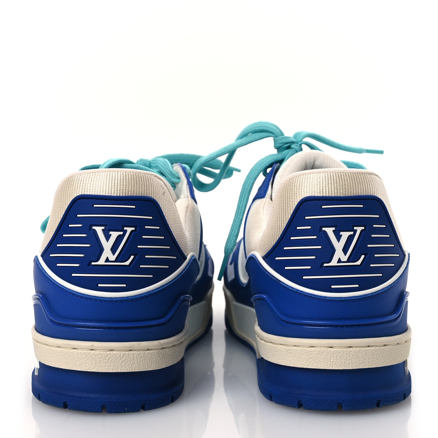Louis Vuitton Calfskin Embossed Monogram Mens LV Trainer Sneakers 8.5 Blue 6 of 12