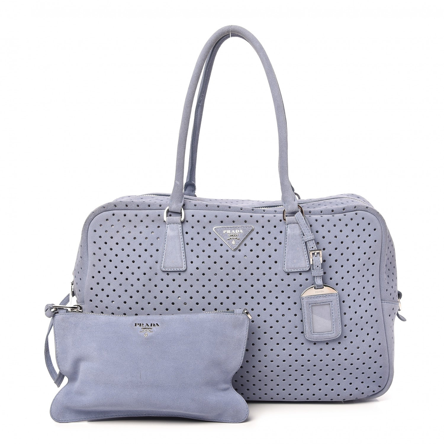 Prada Suede Perforated Zip Around Tote Astrale Nocciolo 1 of 10
