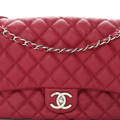 Chanel Caviar Quilted Jumbo Easy Flap Dark Pink 9 of 11