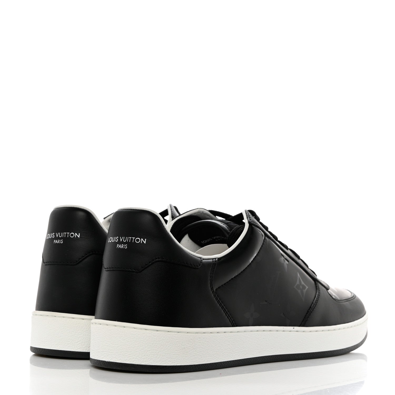 Louis Vuitton Calfskin Monogram Mens Rivoli Sneakers 9 Black 4 of 9