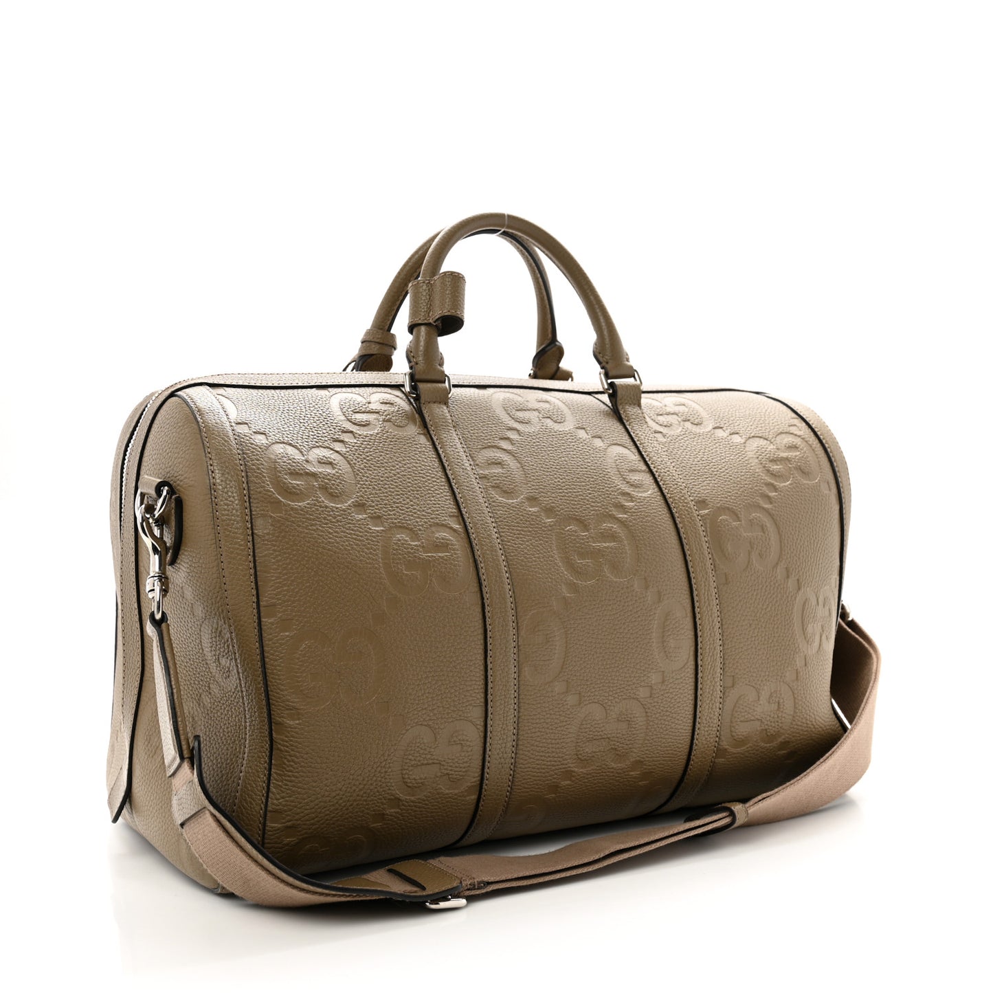 Piuma Calfskin Jumbo GG Embossed Large Duffle Bag Good Taupe