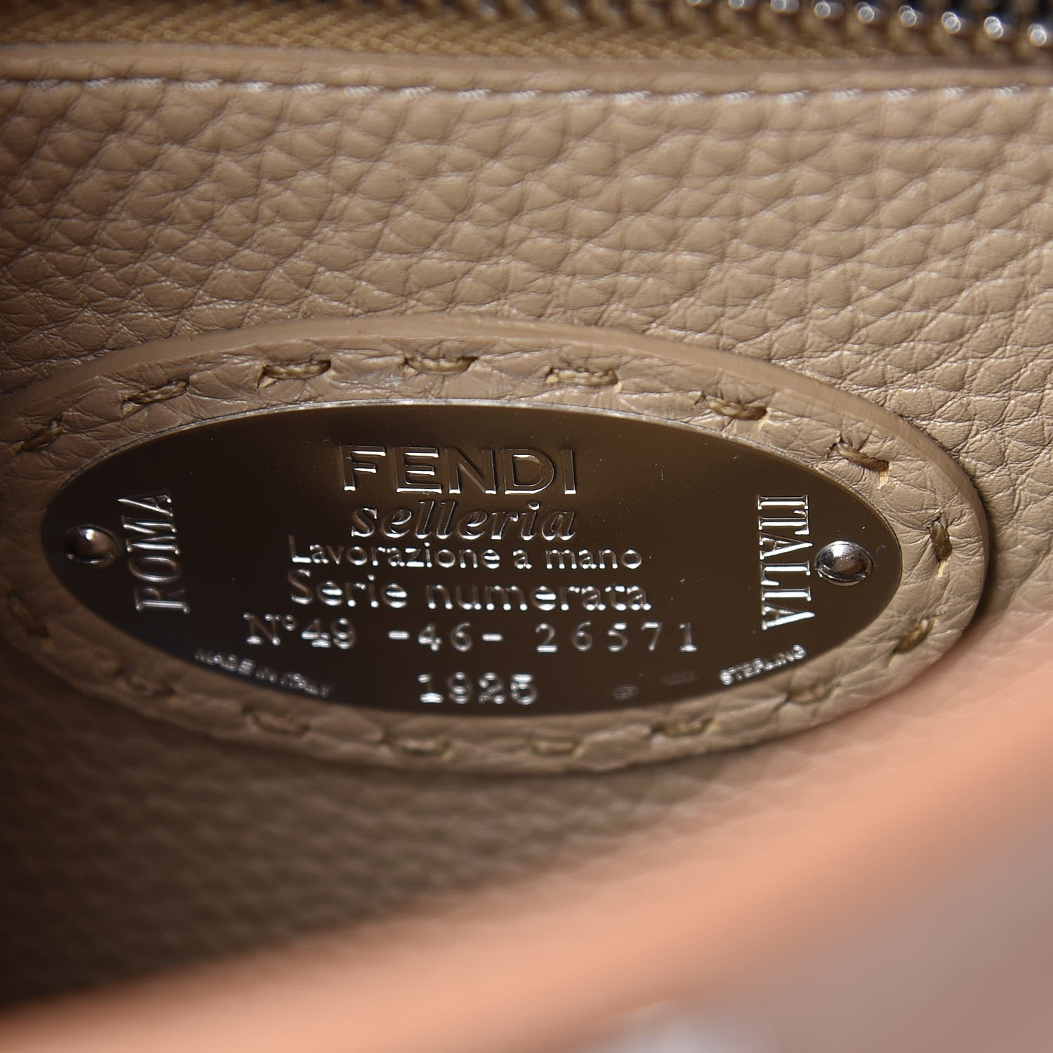 Fendi Cuoio Romano Selleria Bi-Color Medium Peekaboo Iconic Satchel Mou Deserto 8 of 12