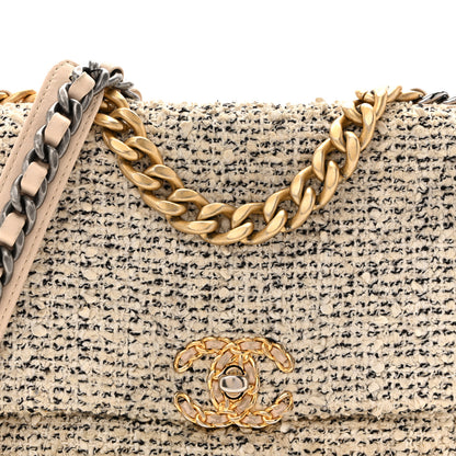 Chanel Tweed Quilted Medium Chanel 19 Flap Ecru Black 8 of 15