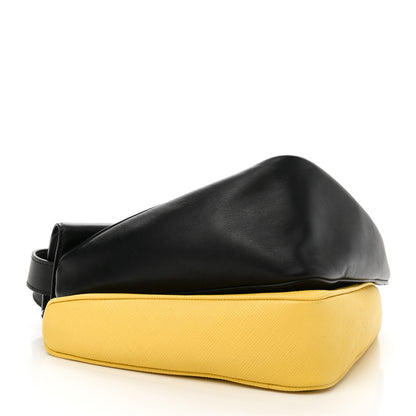 Prada Vitello Saffiano Cuir Double Triangle Shoulder Bag Black Sole 4 of 10