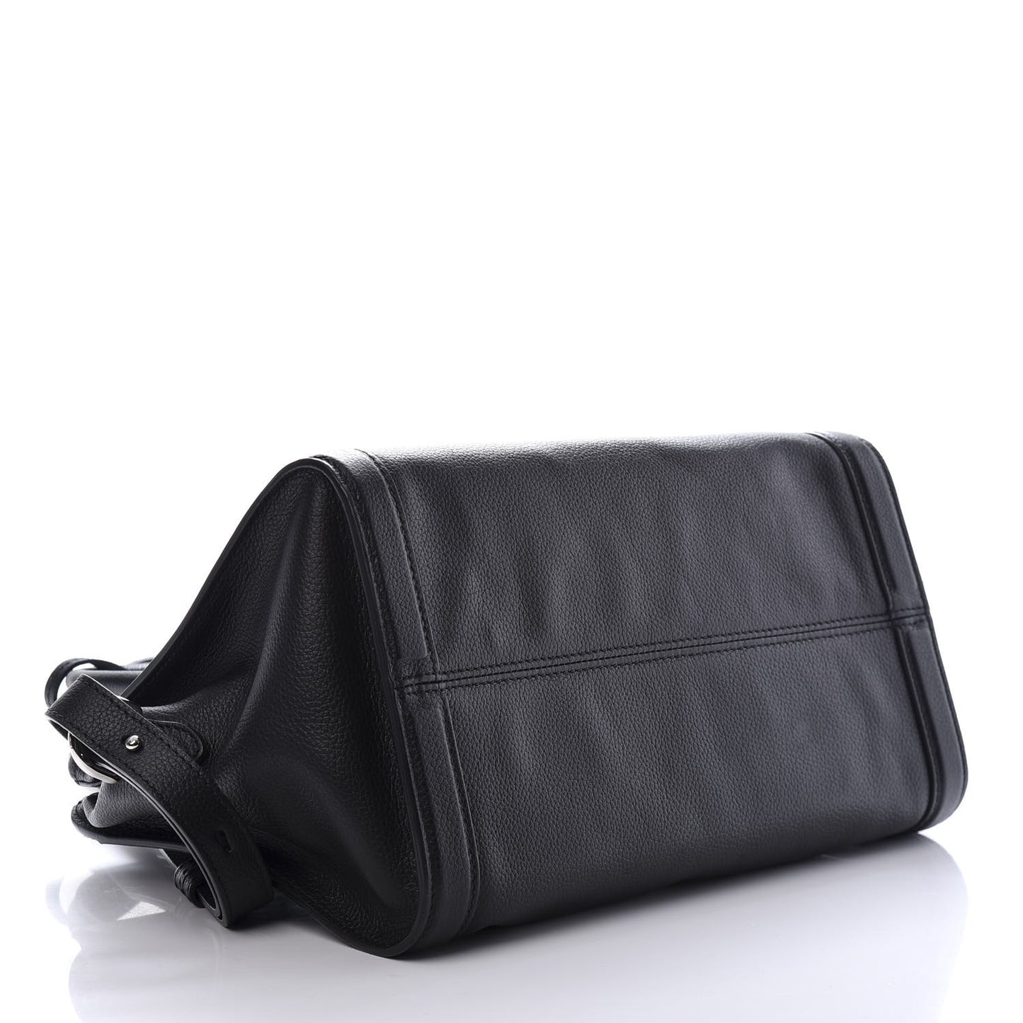 Pebbled Calfskin Small Skull Padlock Zip Around Tote Black