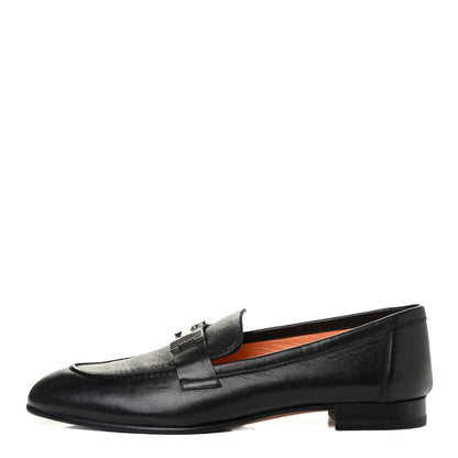 Hermes Goatskin Womens Paris Loafers 39.5 Black 1 of 4