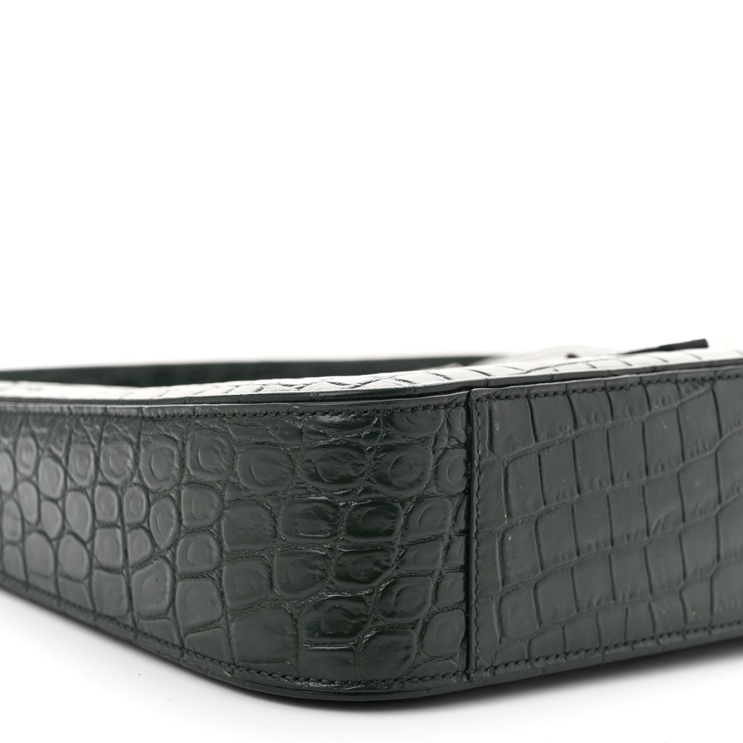 Saint Laurent Calfskin Crocodile Embossed LE 5 A 7 Hobo Vert Fonce 9 of 10