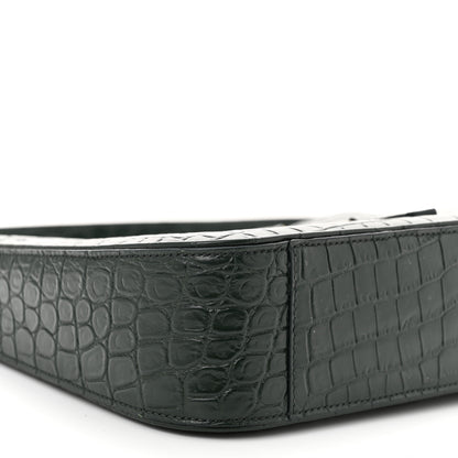 Saint Laurent Calfskin Crocodile Embossed LE 5 A 7 Hobo Vert Fonce 9 of 10