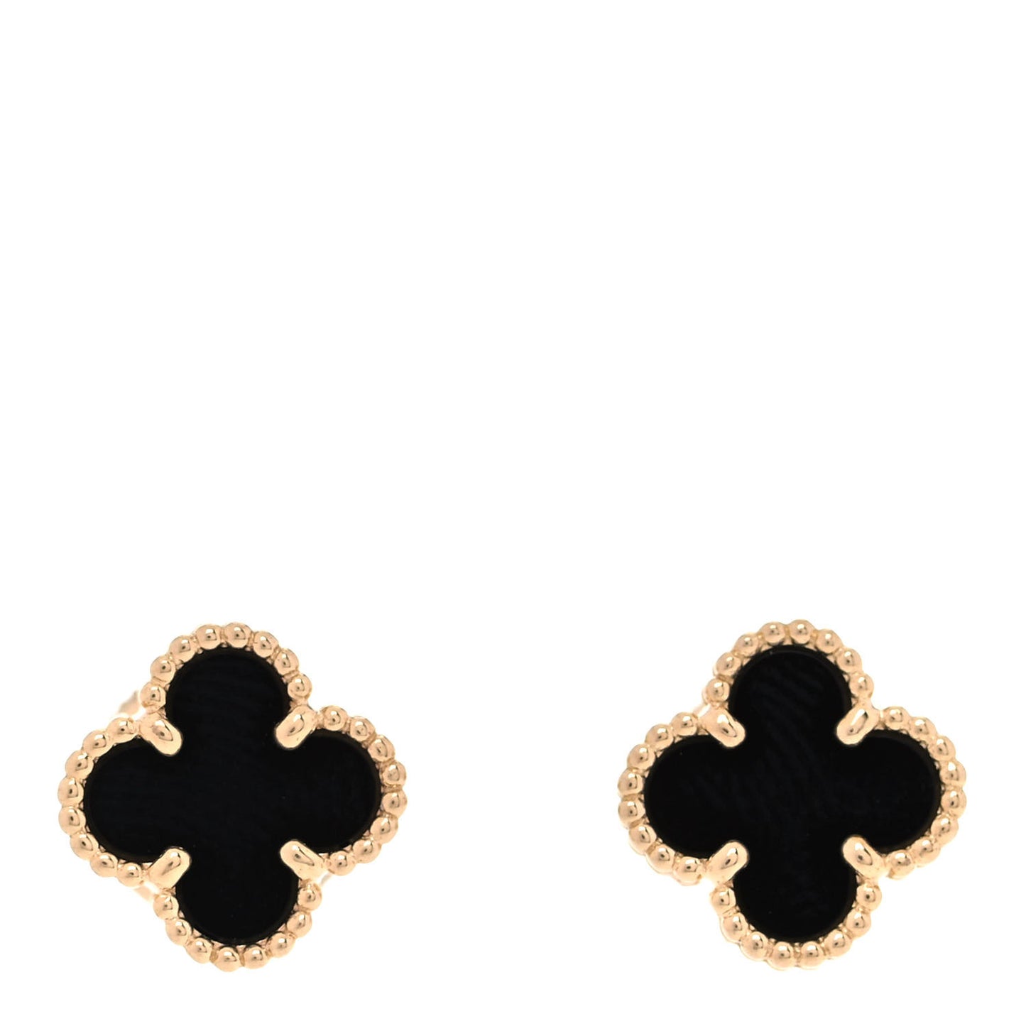 18K Yellow Gold Black Onyx Sweet Alhambra Earrings