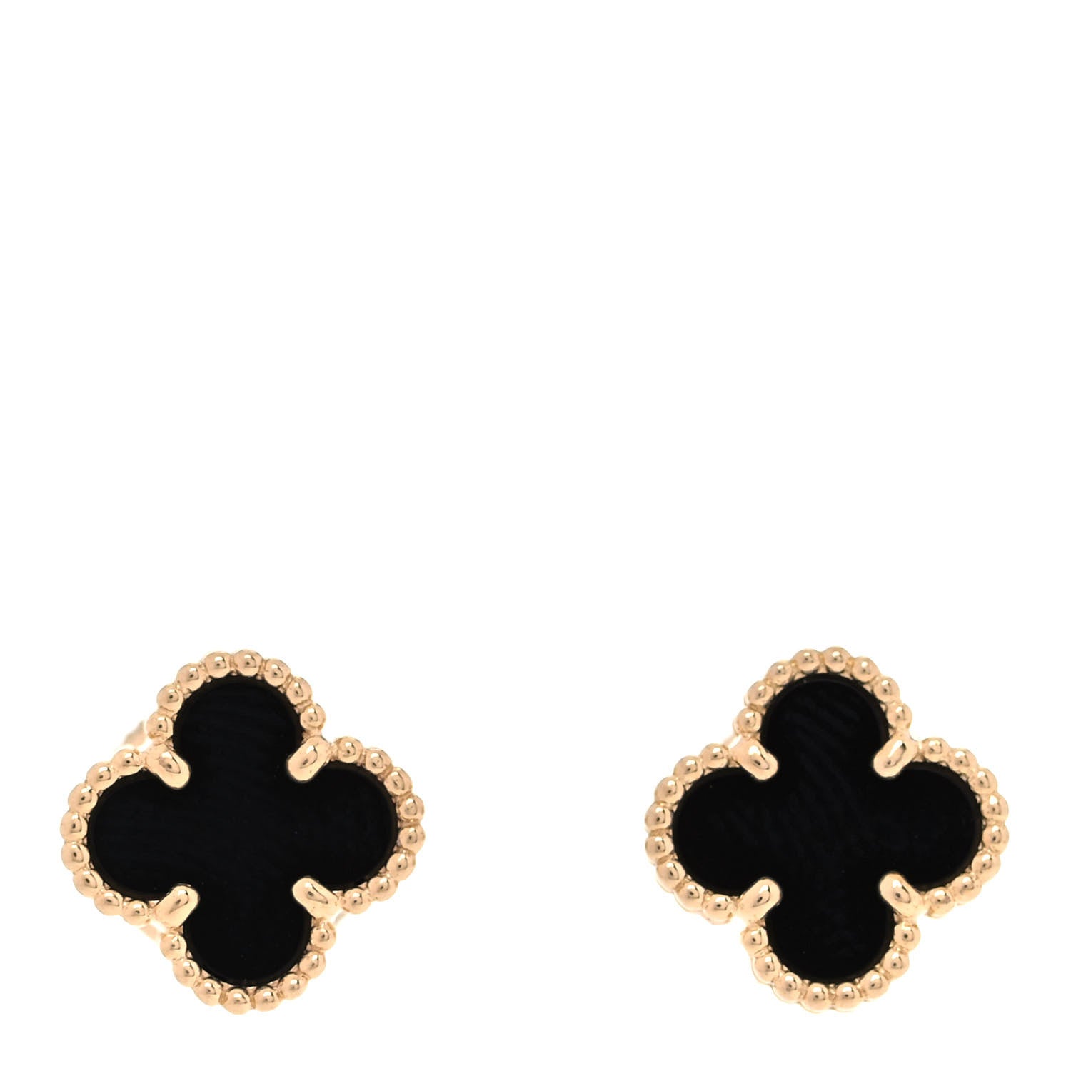 Van Cleef & Arpels 18K Yellow Gold Black Onyx Sweet Alhambra Earrings 1 of 7
