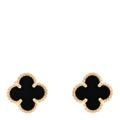 Van Cleef & Arpels 18K Yellow Gold Black Onyx Sweet Alhambra Earrings 1 of 7