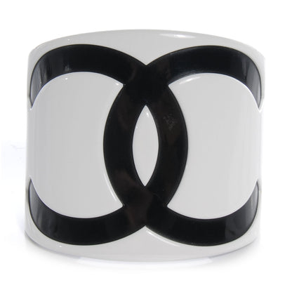 Chanel Resin CC Cuff Black White 1 of 5