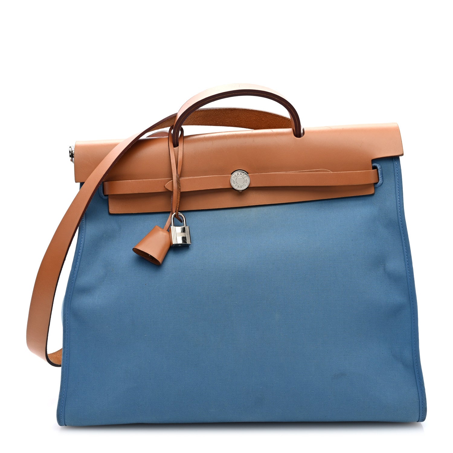 Hermes Toile Vache Hunter Herbag Zip 39 MM Bleu Izmir Natural 1 of 12