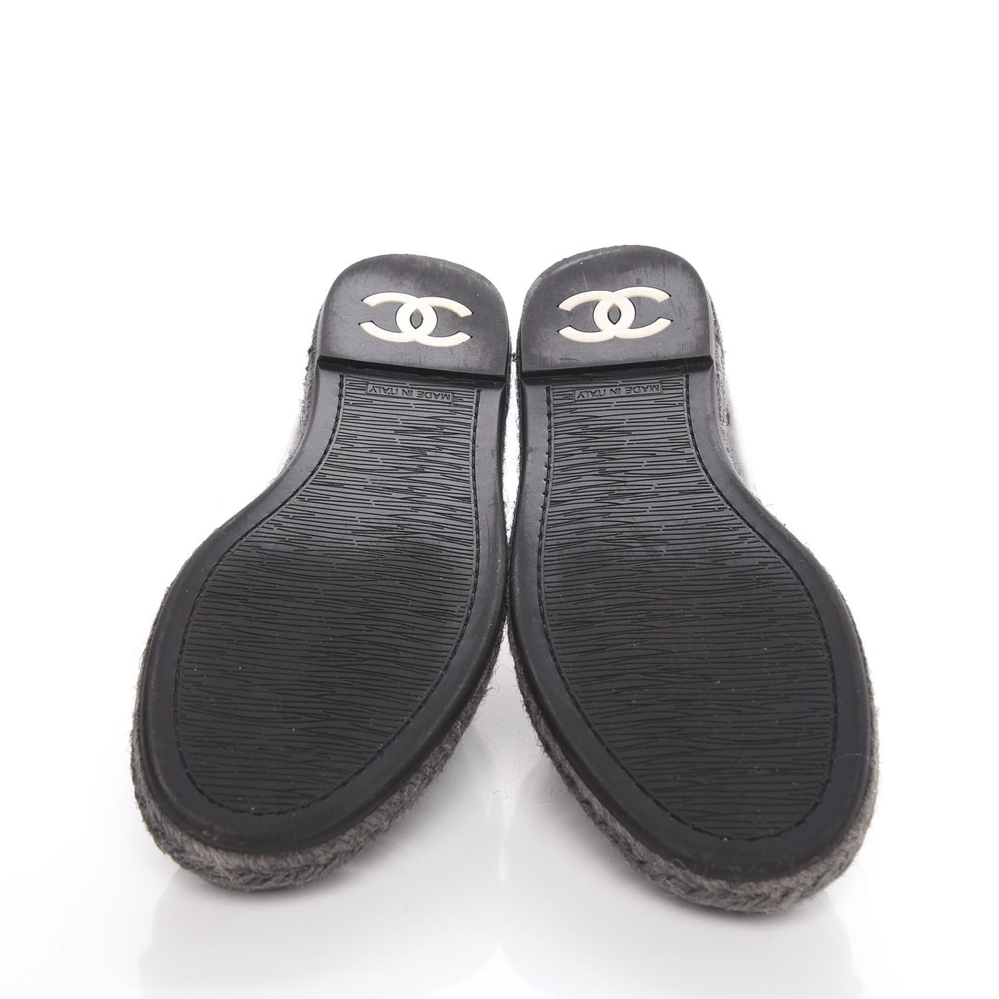 Patent Calfskin CC Mocassin Loafer Espadrilles 37 Black