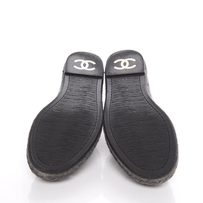 Chanel Patent Calfskin CC Mocassin Loafer Espadrilles 37 Black 8 of 16