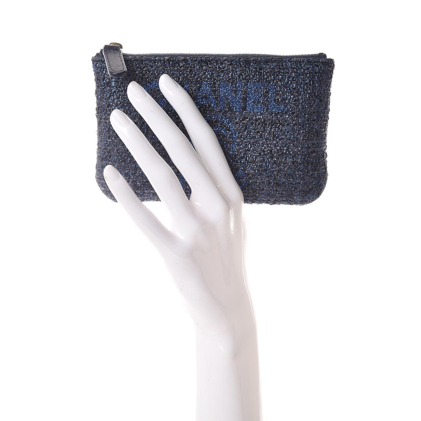 Woven Straw Raffia Deauville Cosmetic Pouch Blue