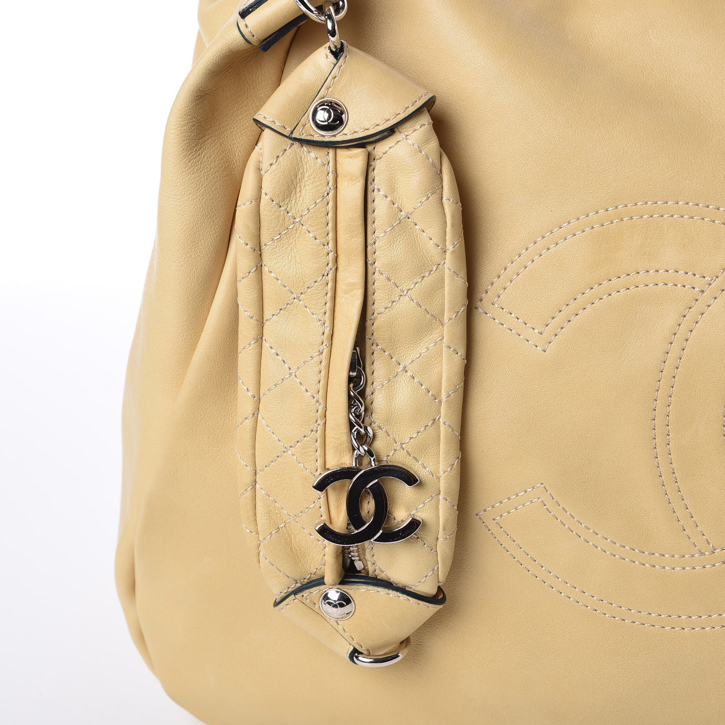 Lambskin Large Edgy Hobo Beige