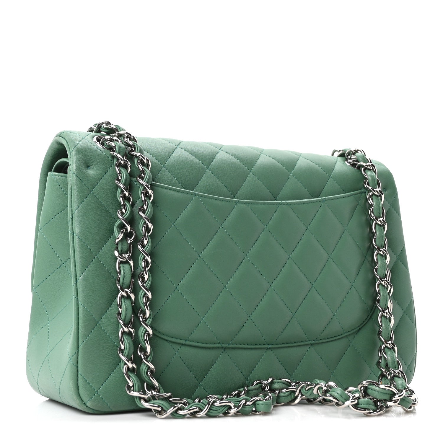 Chanel Lambskin Quilted Jumbo Double Flap Green 3 of 10