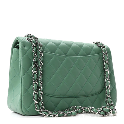 Chanel Lambskin Quilted Jumbo Double Flap Green 3 of 10