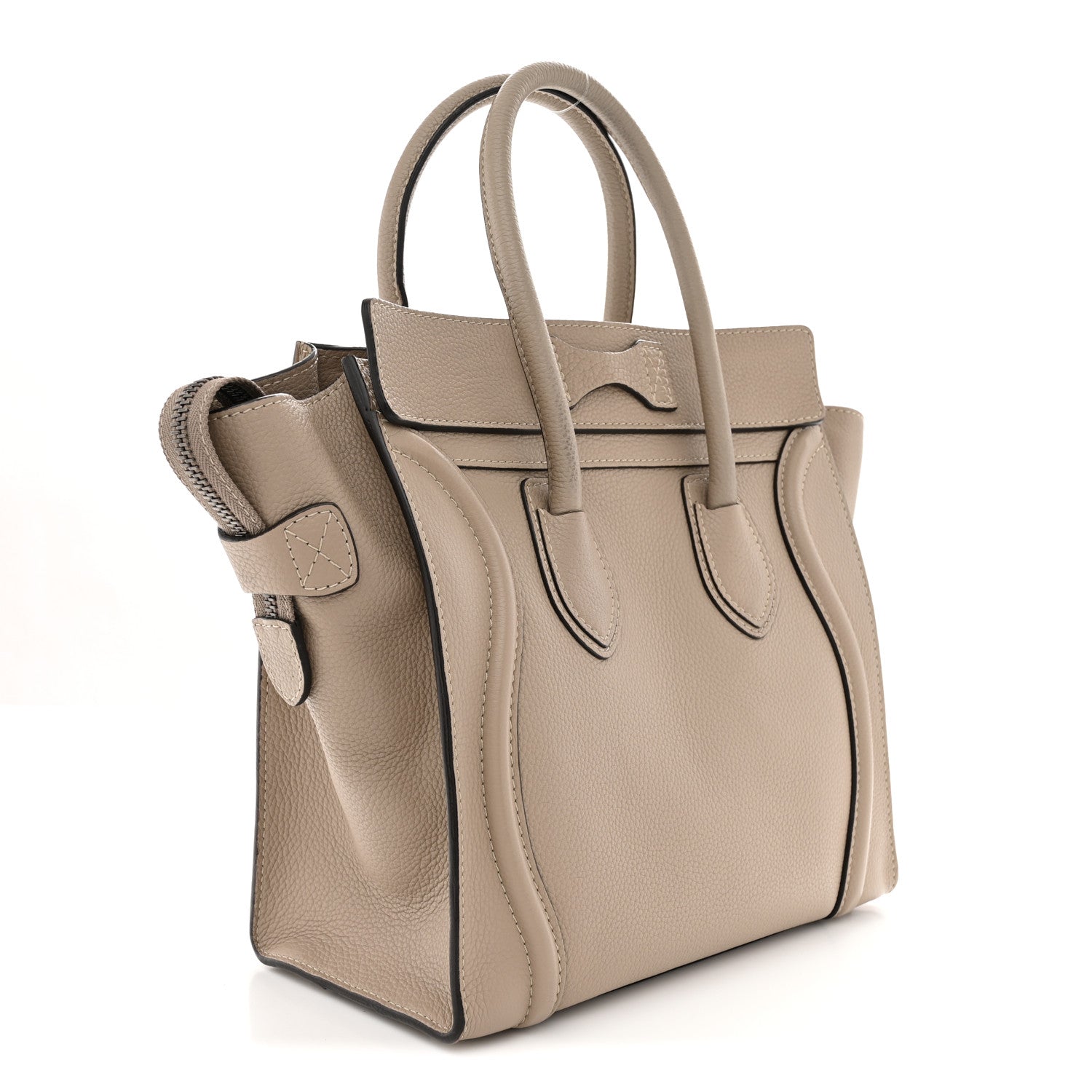 Celine Drummed Calfskin Micro Luggage  Dune 3 of 12