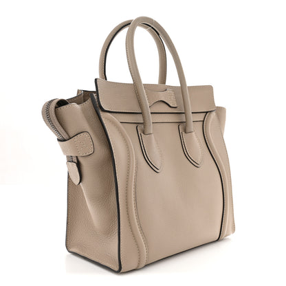 Celine Drummed Calfskin Micro Luggage  Dune 3 of 12
