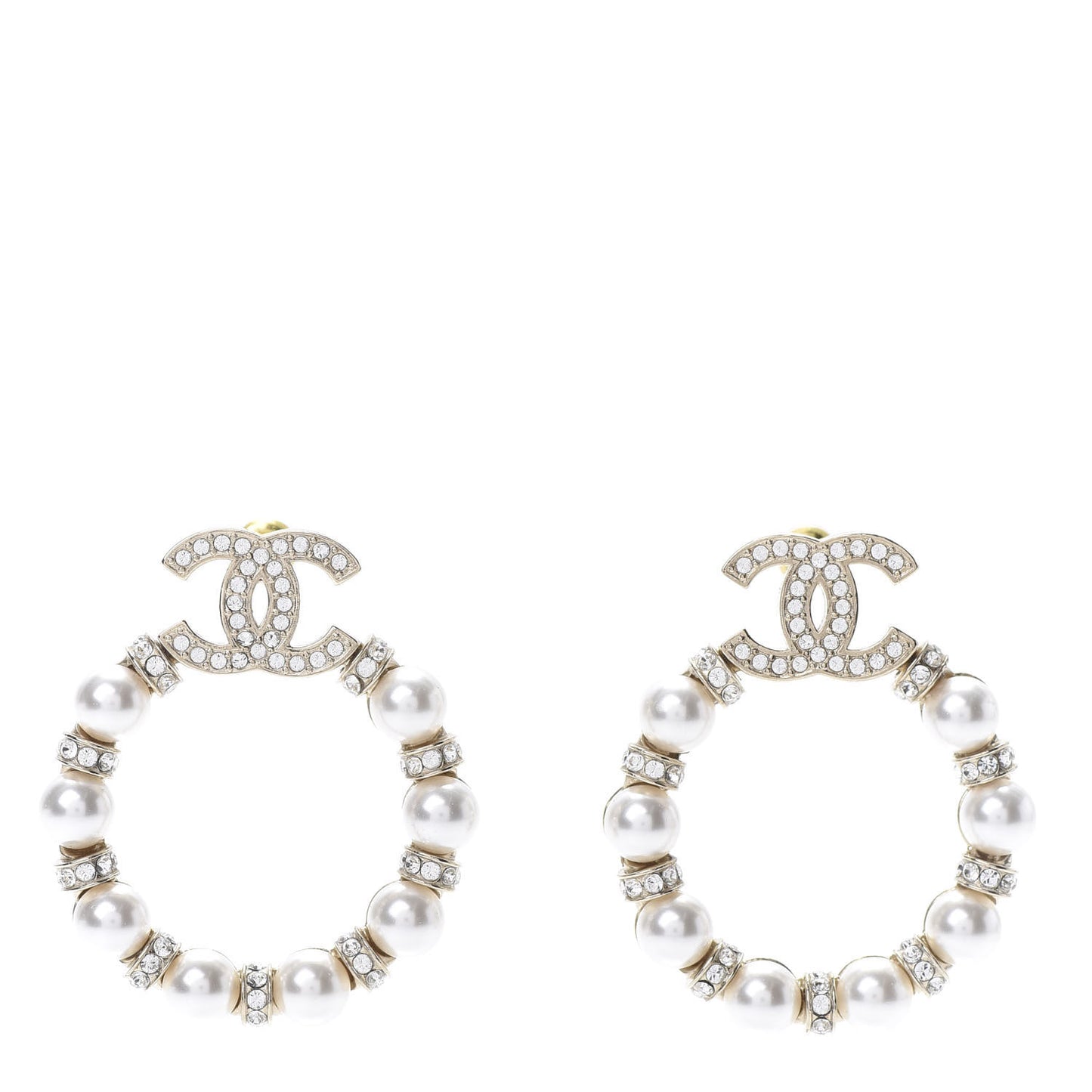 Pearl Crystal Nefertiti CC Drop Earrings Gold