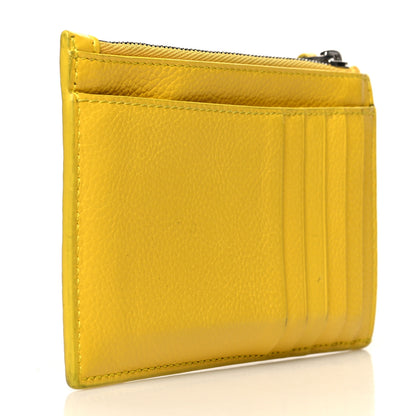 Balenciaga Grained Calfskin Logo Large Cash Long Coin Card Holder Yellow White 3 of 10