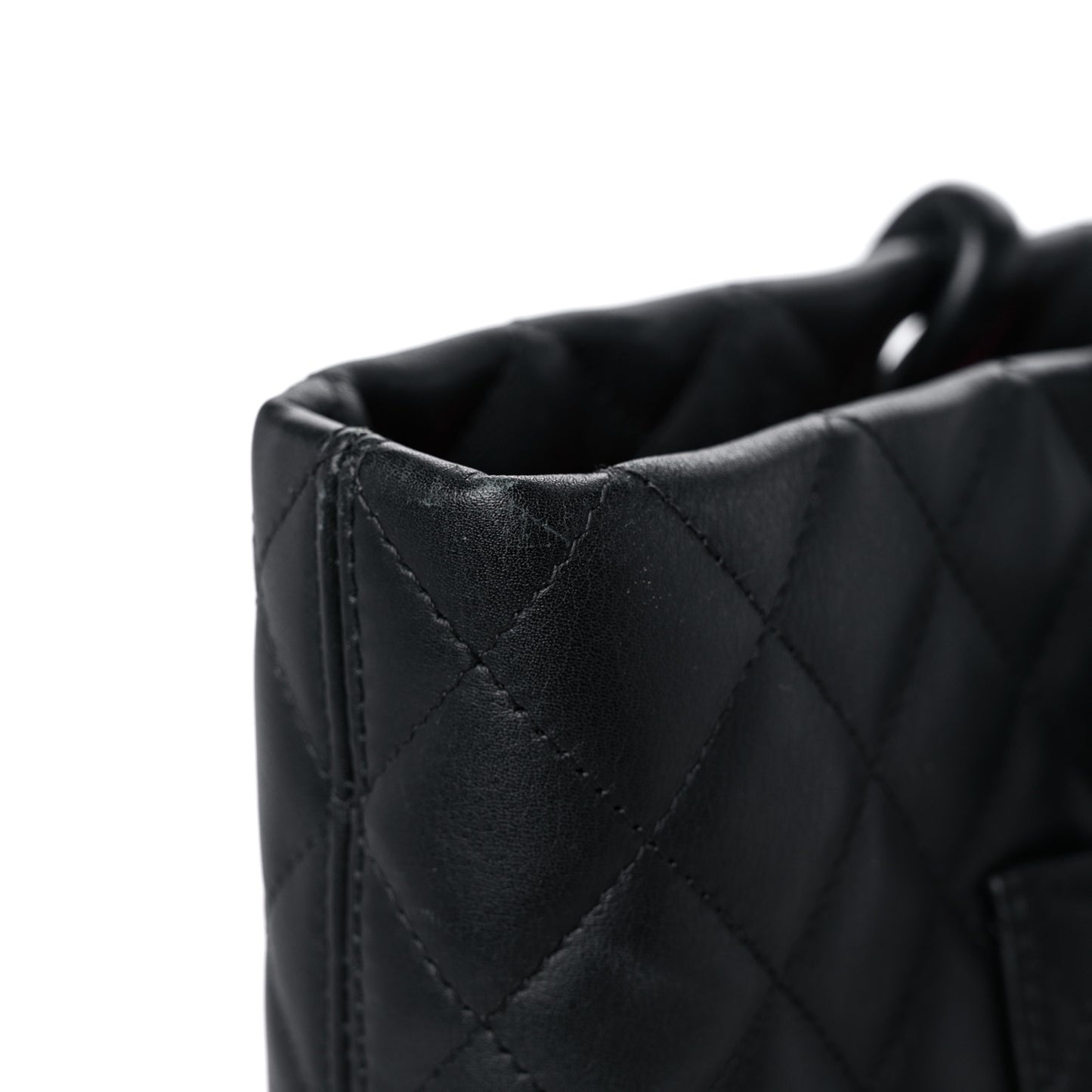 Calfskin Quilted Large Cambon Tote Black