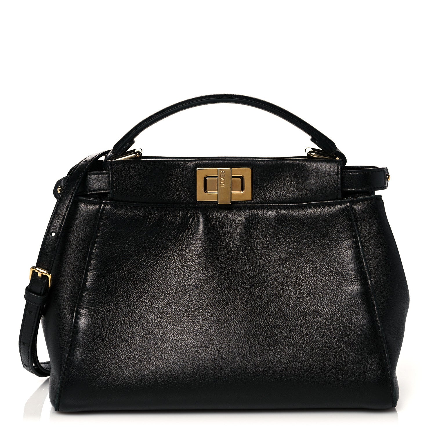 Fendi Nappa Mini Peekaboo Iconic Satchel Black 1 of 13