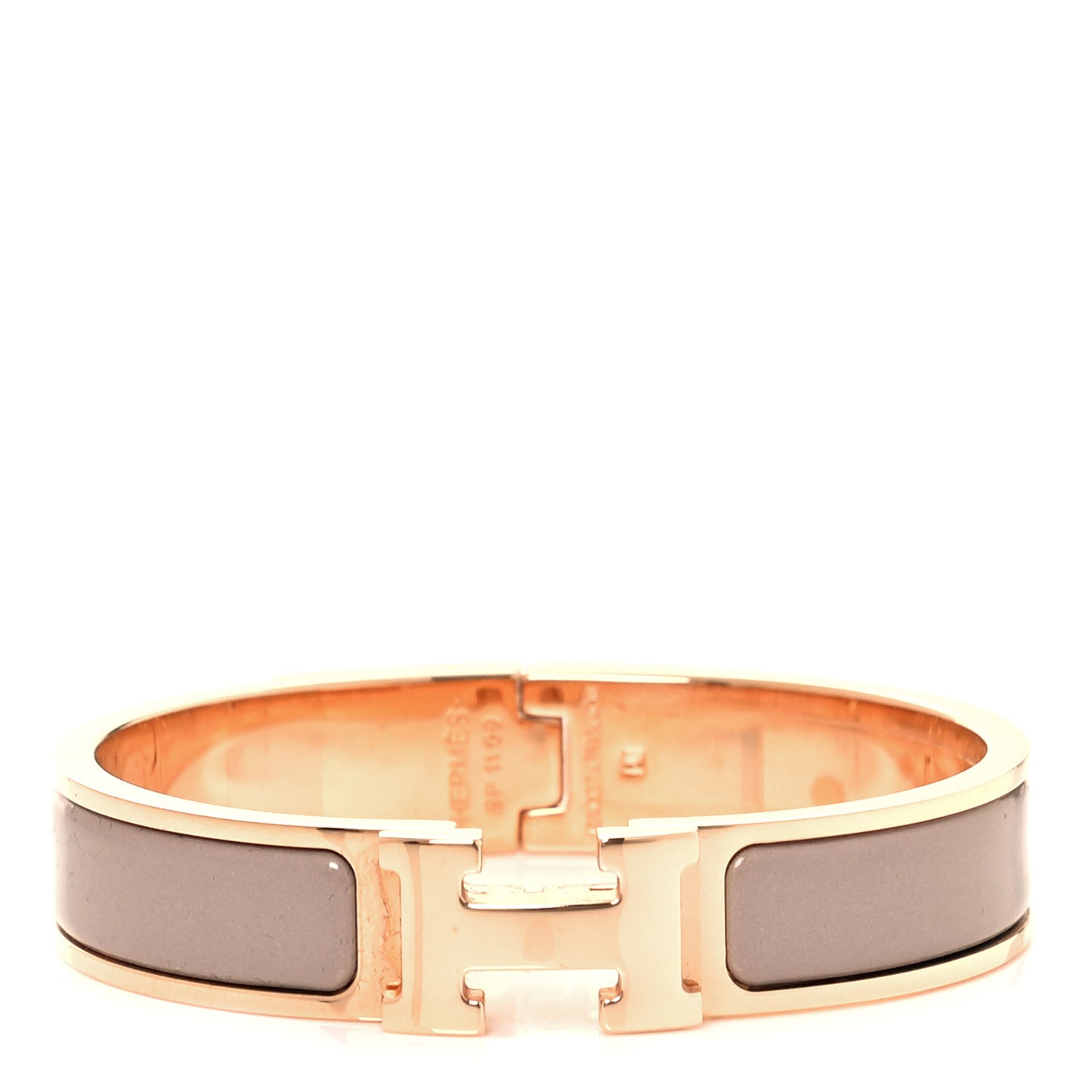 Enamel Clic Clac H Narrow Bracelet PM Marron Glace