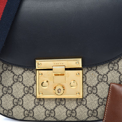 Gucci GG Supreme Monogram Web Medium Padlock Messenger Shoulder Bag Black 12 of 12