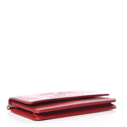Chanel Caviar Timeless CC Wallet On Chain WOC Red 4 of 14