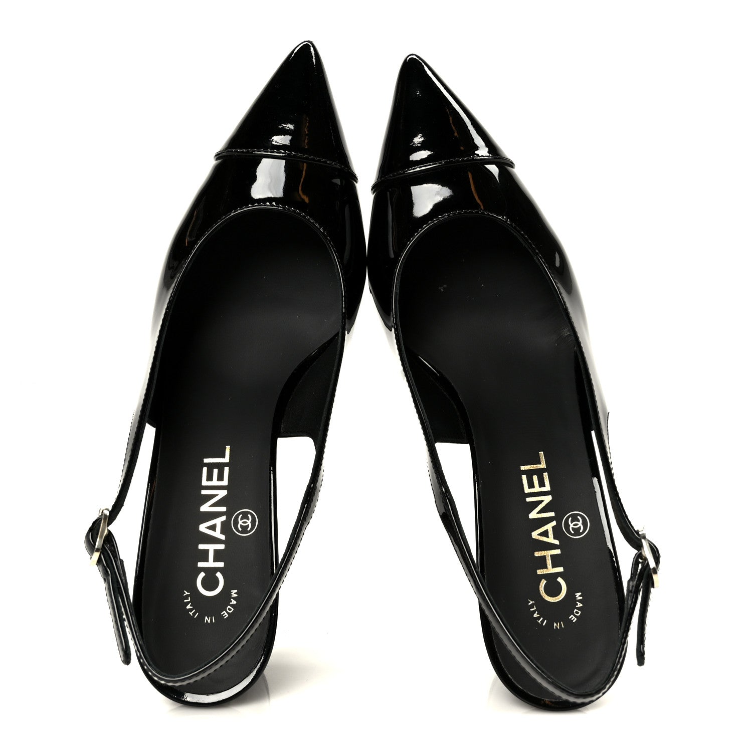 Chanel Patent Calfskin Cap Toe CC Slingback Pumps 36 Black 2 of 9