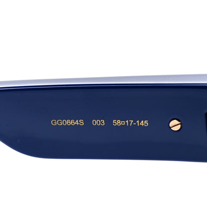 Gucci Acetate Rectangle Frame Web Sunglasses GG0664S Blue 7 of 8