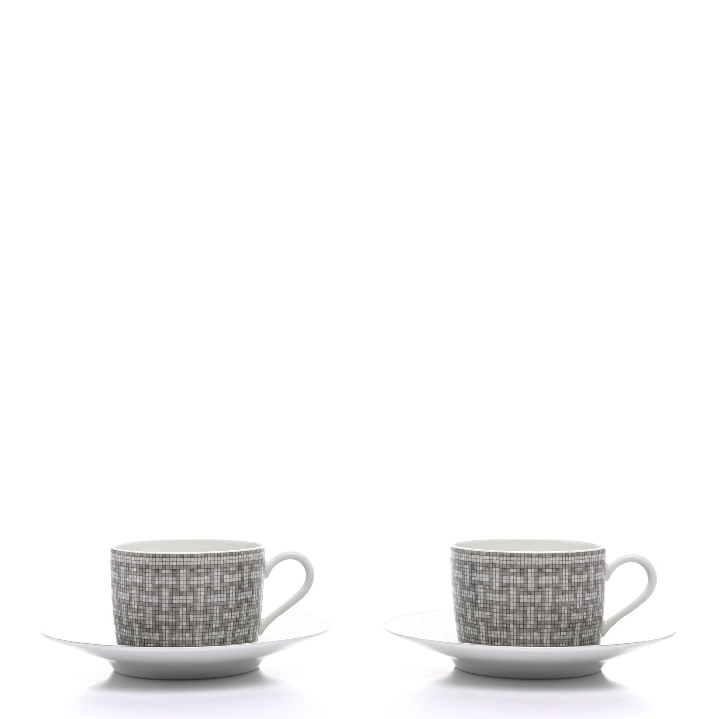 Porcelain Mosaique Au 24 Platine Tea Cup And Saucer Set Of 2 Platinum