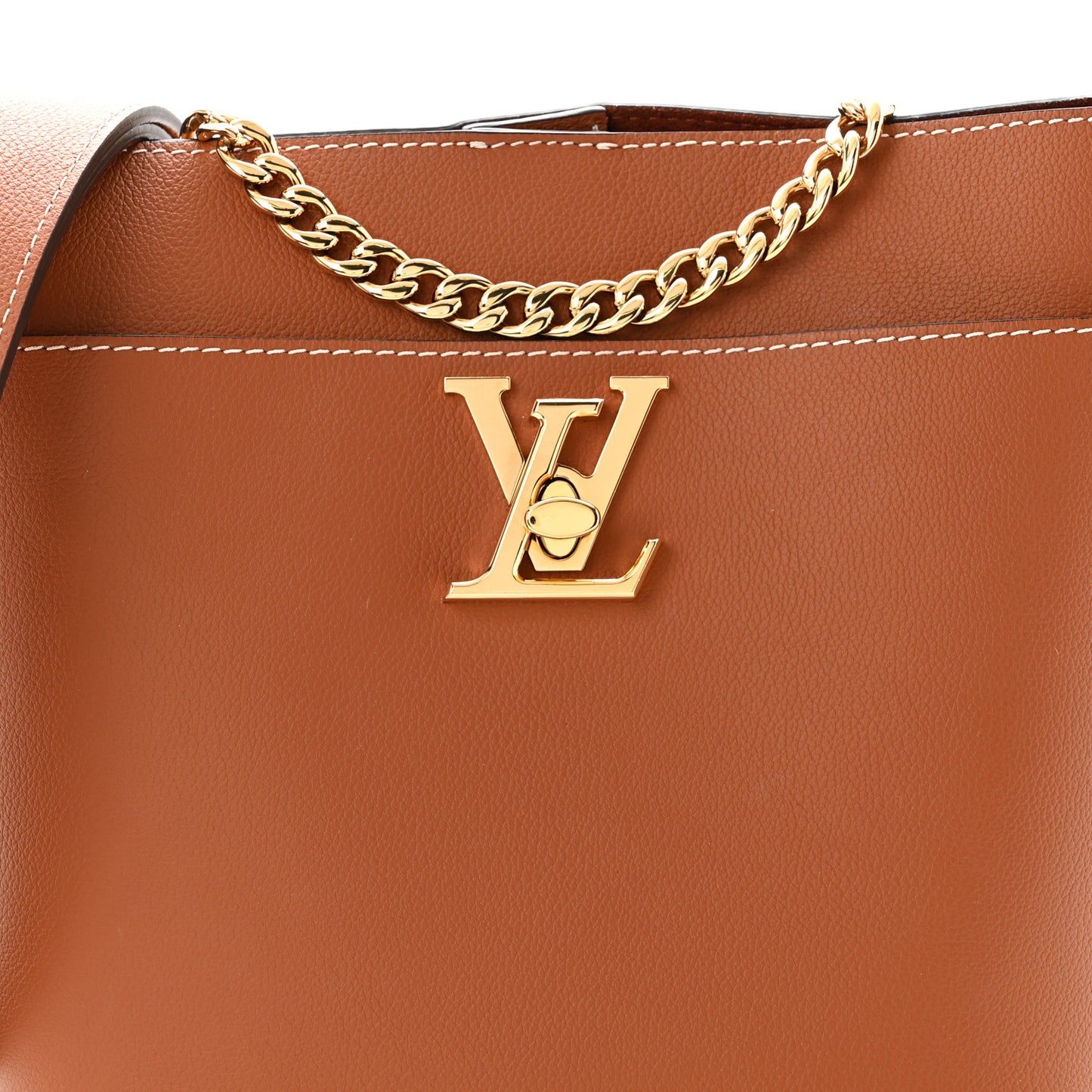 Calfskin Lock and Walk Bucket Cognac