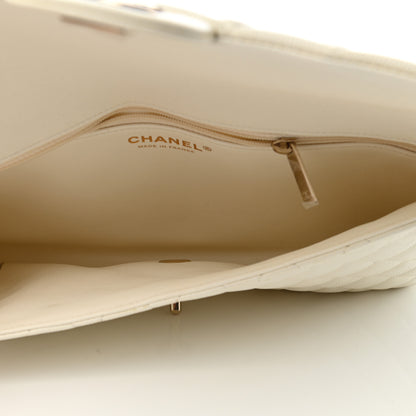 Chanel Caviar Quilted Flap Clutch White 5 of 7